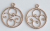 Vermeil Sterling Silver Rose Gold Plated Charm Pendant Earring Scroll 14mm x 1